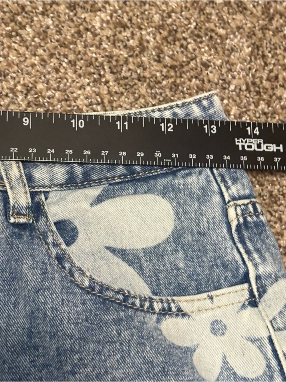 SHEIN Light Blue Floral Straight Leg Jeans - Picture 3 of 12